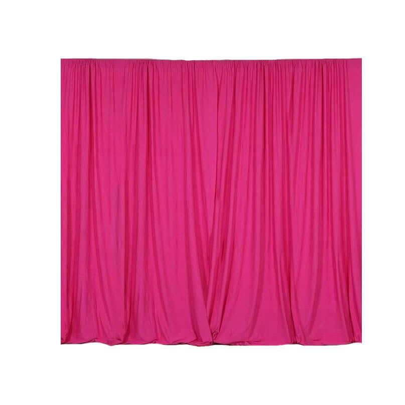 2 Pack Fuchsia Scuba Polyester Backdrop Drape Curtains, Inherently Flame Resistant Event Divider Panels Wrinkle Free With Rod Pockets - 10ftx10ft