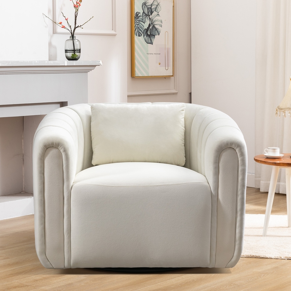 Swivel Accent Chair with Plump Pillow for Living Room and Bedroom