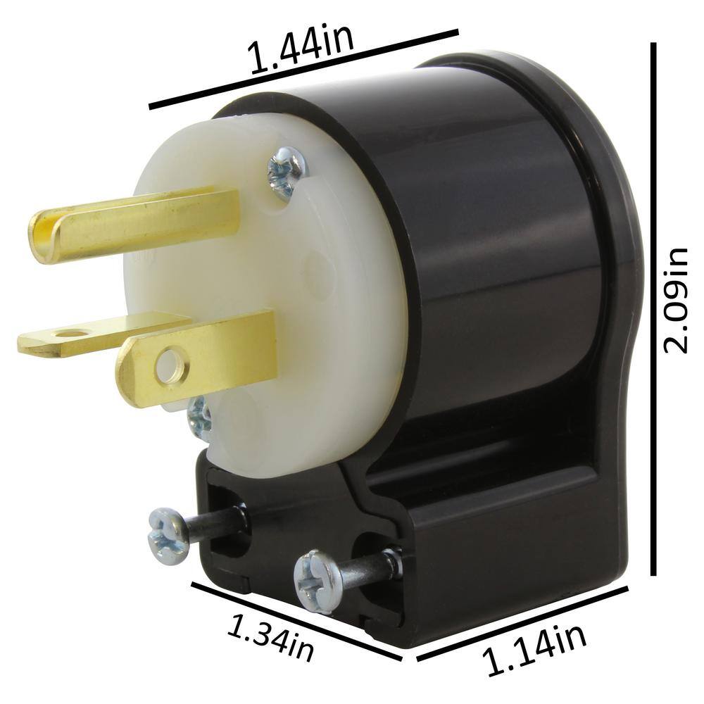 AC WORKS 20 Amp 125-Volt NEMA 5-20P All Angles Elbow Industrial Heavy Duty Grade Male Plug ASE520P