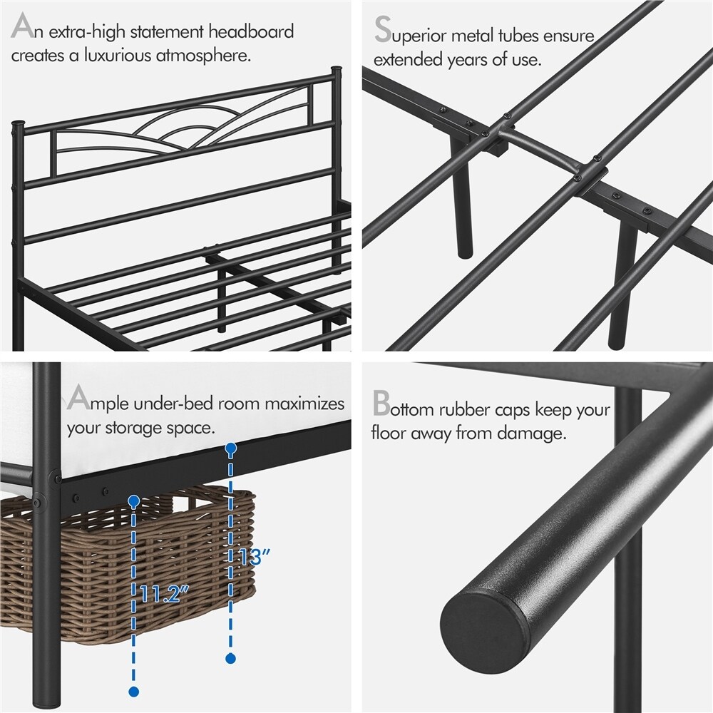 Yaheetech Metal Platform Bed Frame with Underbed Storage Bed Frame with Cloud inspired Design Headboard