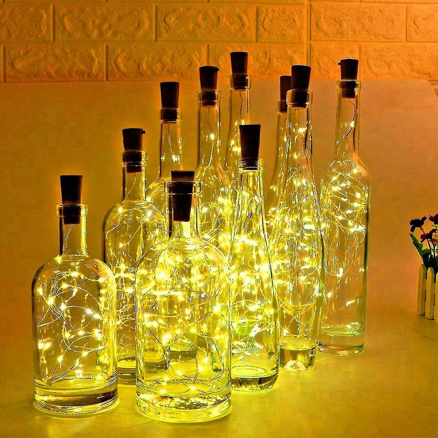 10pcs Wine Bottle Lights With Cork 20 Led Fairy Lights String Battery Operated Mini Copper Wire Light Is 6.5 Feet Used Diy Party