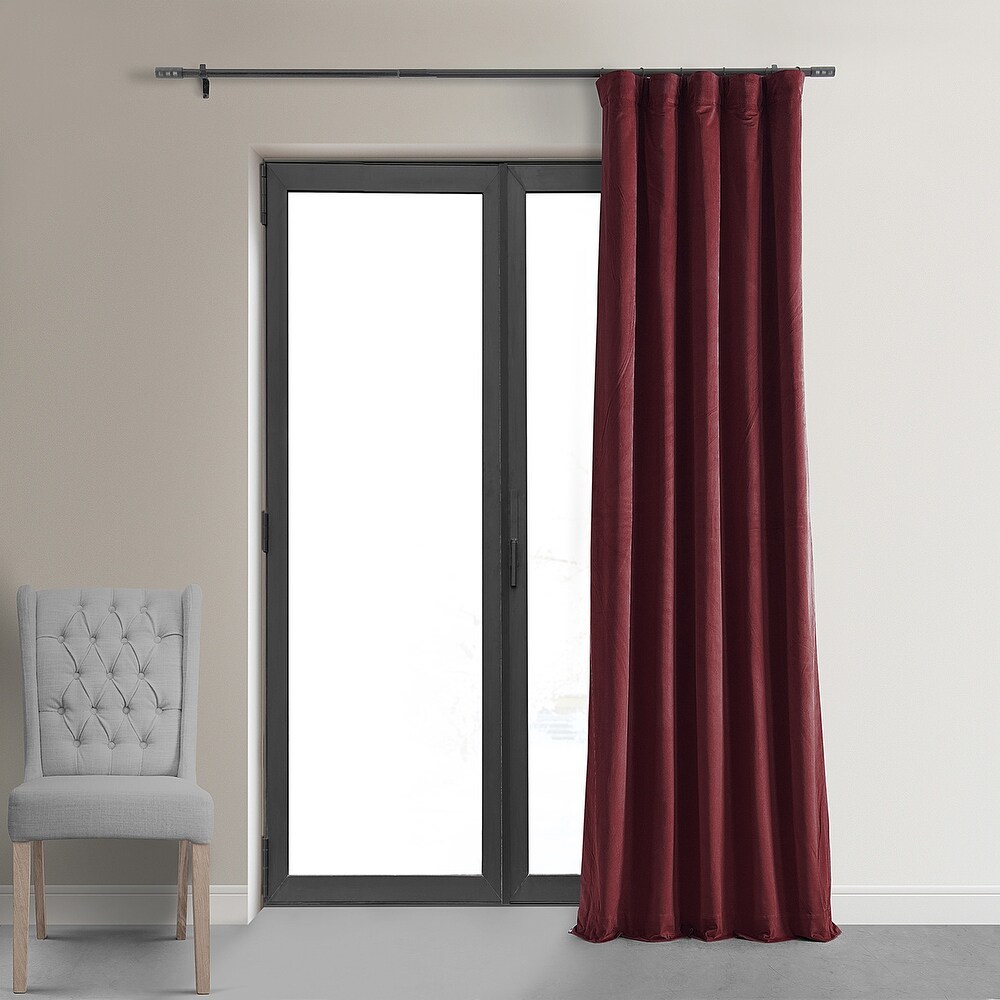 Exclusive Fabrics Signature Burgundy Velvet Blackout Curtain (1 Panel)   Luxurious Blackout Drapery for Elegant Décor