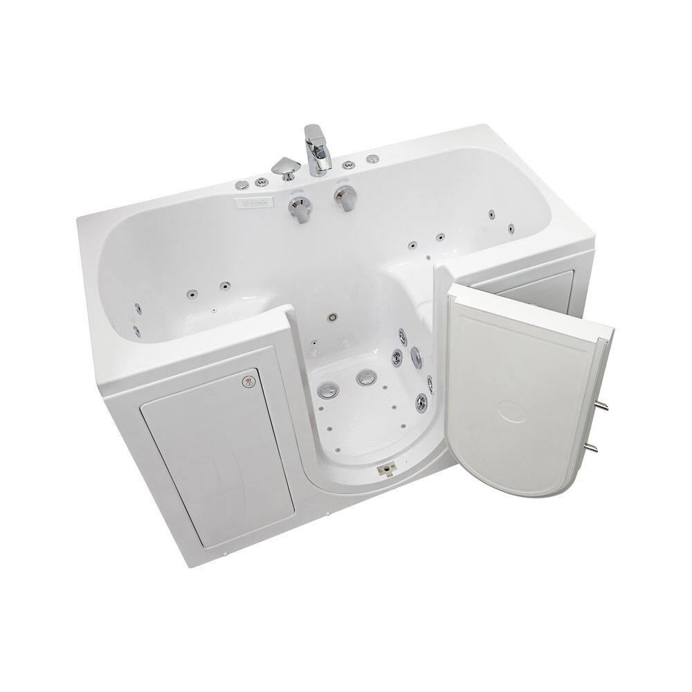 Ella Tub4Two 60 in. Walk-In Whirlpool Air Bath MicroBubble Bathtub in White LH Outward Door Heated Seat 2 in. Dual Drain O2SA3260DMH-HB-L