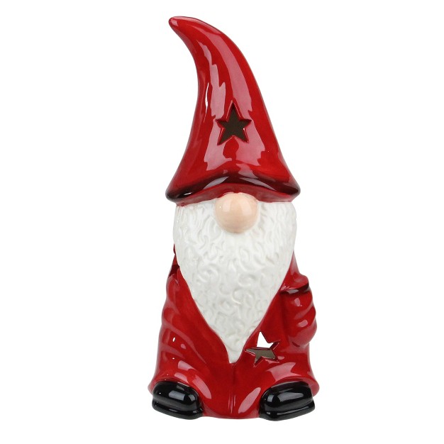 Northlight 9 75 Red Ceramic Christmas Star Gnome Tealight Candle Holder