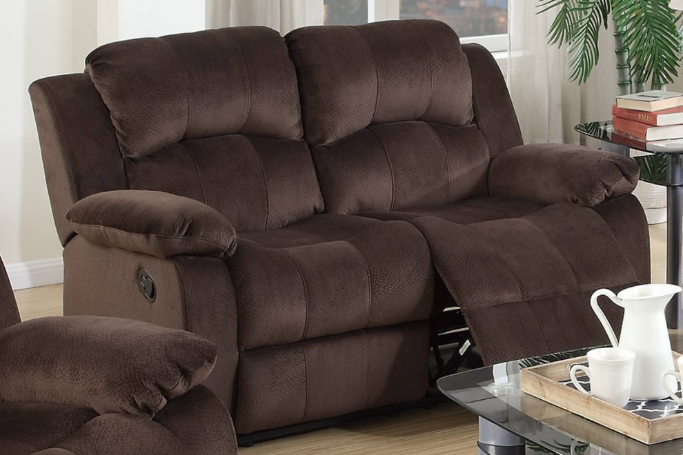 Toledo 2 Piece Padded Suede Modern Motion Sofa Set Upholstered  Chocolate   Transitional   Living Room Furniture Sets   by Hollywood Decor  Houzz