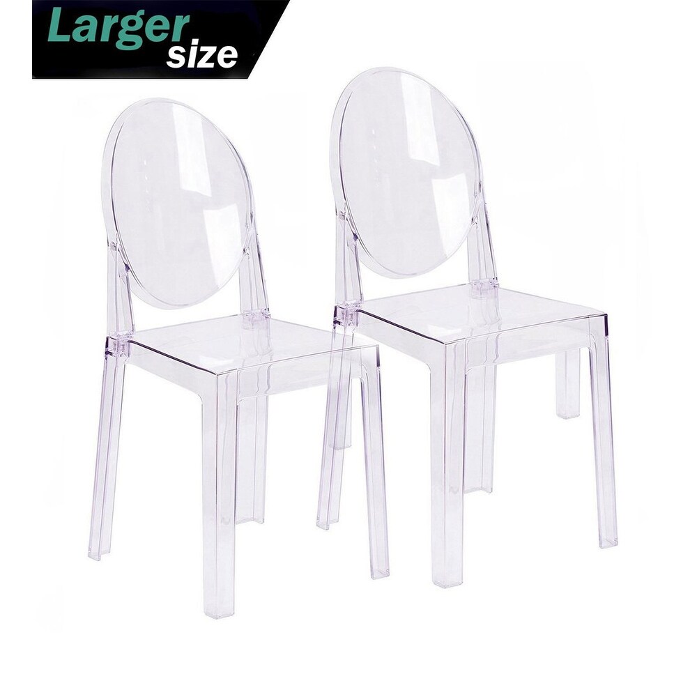 Set of 2 Acrylic Clear Transparent Armless Side Chairs Kitchen Plastic Armless Work Bedroom Outdoor Patio Hotel Restaurant