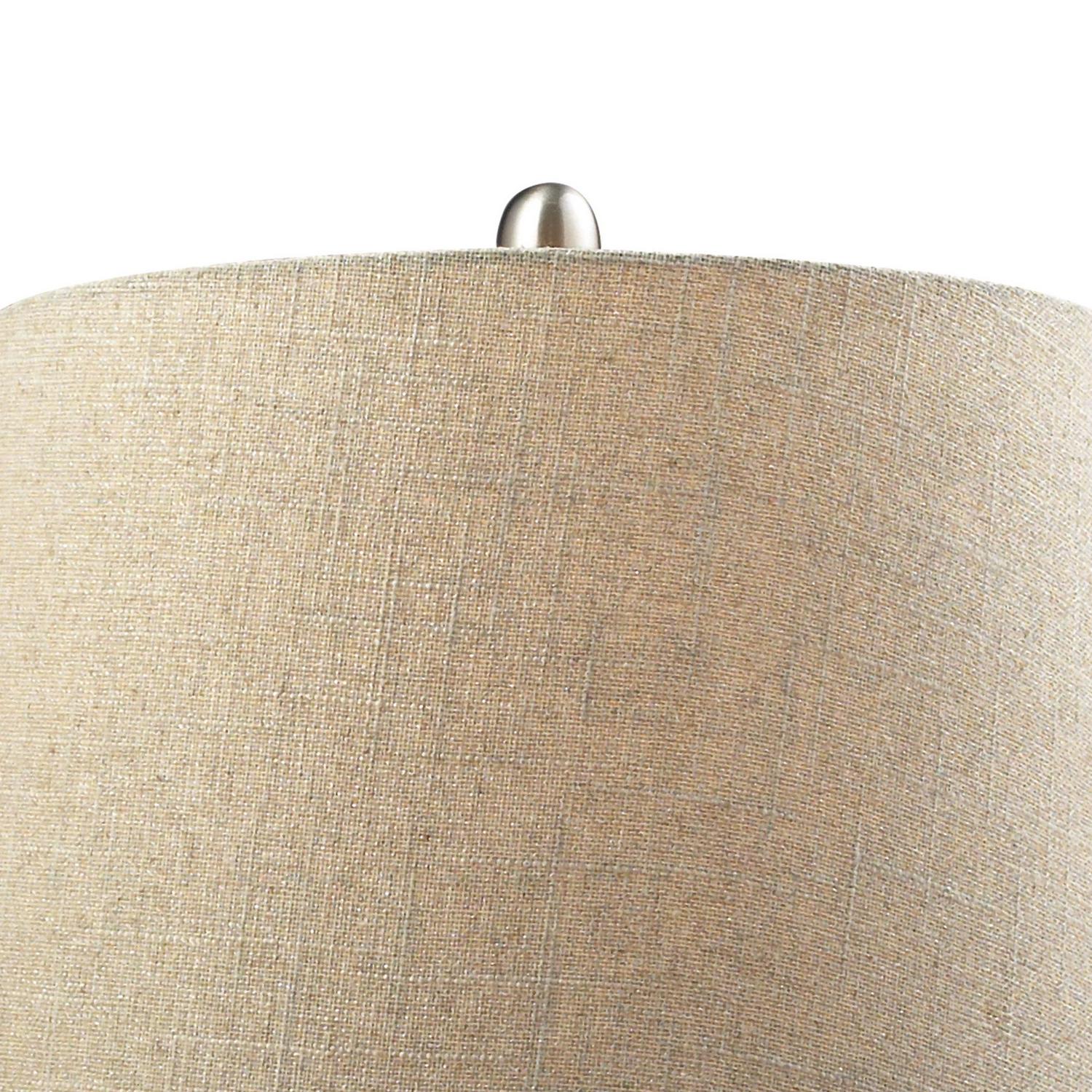 Smoked Glass Table Lamp in Pale Green with Metallic Linen Shade