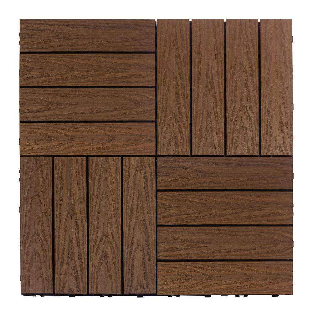 NewTechWood UltraShield Naturale 1 ft. x 1 ft. Quick Deck Outdoor Composite Deck Tile Sample in Brazilian Ipe US-QD-ZX-IP-S