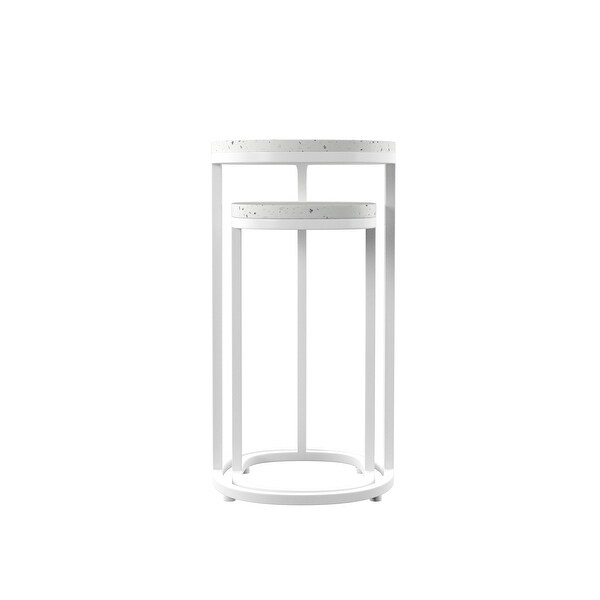 SEI Furniture Venido 2Piece White Stone Outdoor Nesting Side Tables