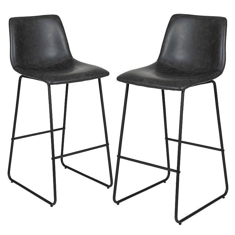 Flash Furniture Faux Leather Bar Stool 2-piece Set