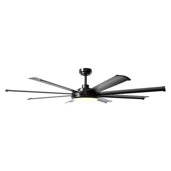 60-in Industrial 8-Blades Matte Black Reversible Ceiling Fan with Light and Remote Control - 60 Inches Shopping - The Best Deals on Ceiling Fans | 37897679