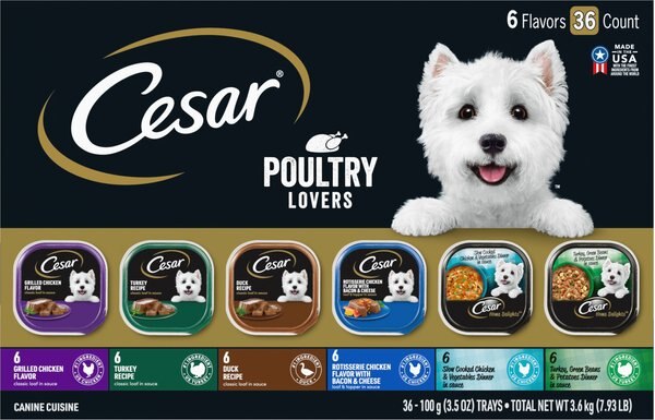 Cesar Poultry Lover's Variety Pack Wet Dog Food Dog Food Trays