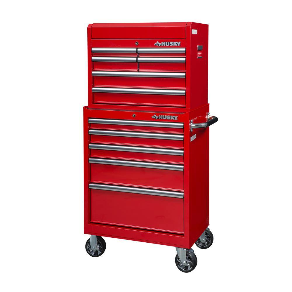 Husky 27 in. 11-Drawer Gloss Red Tool Chest and Cabinet Combo UACT-H-270111