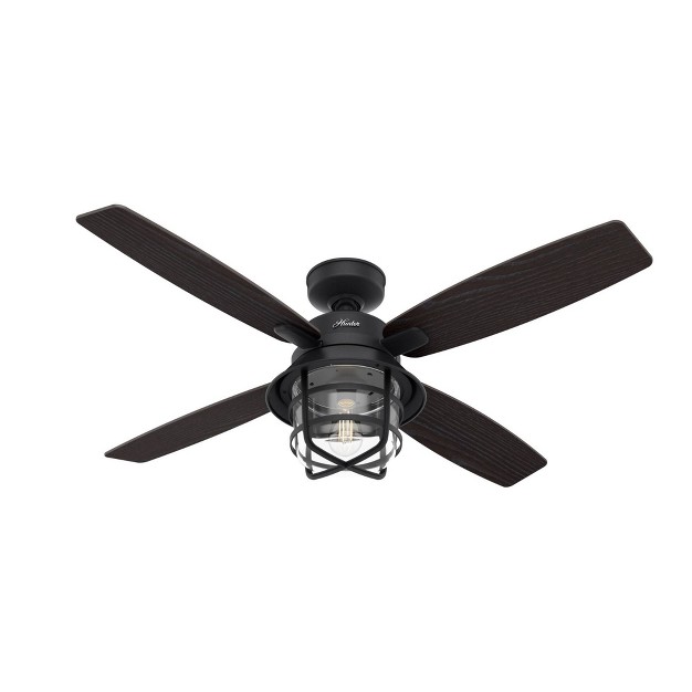 Port Royale Damp Rated Ceiling Fan With Remote includes Led Light Bulb Hunter Fan