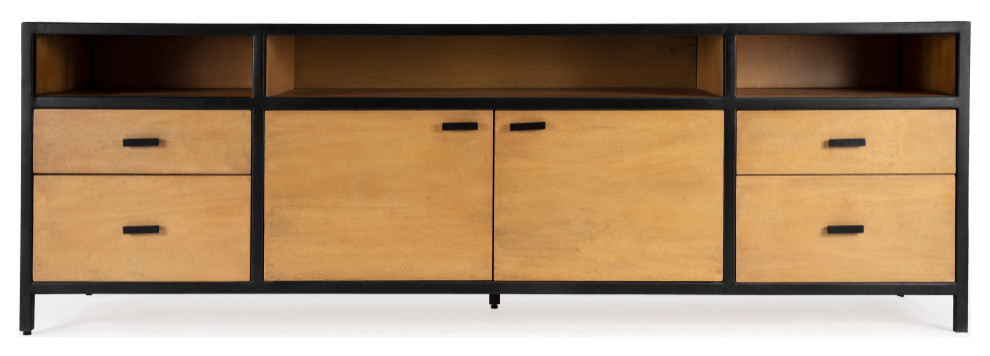 Butler Specialty Company  Hans Wood and Iron 78 quotTV Stand with Storage  Natural   Industrial   Entertainment Centers And Tv Stands   by Butler Specialty Company  Houzz