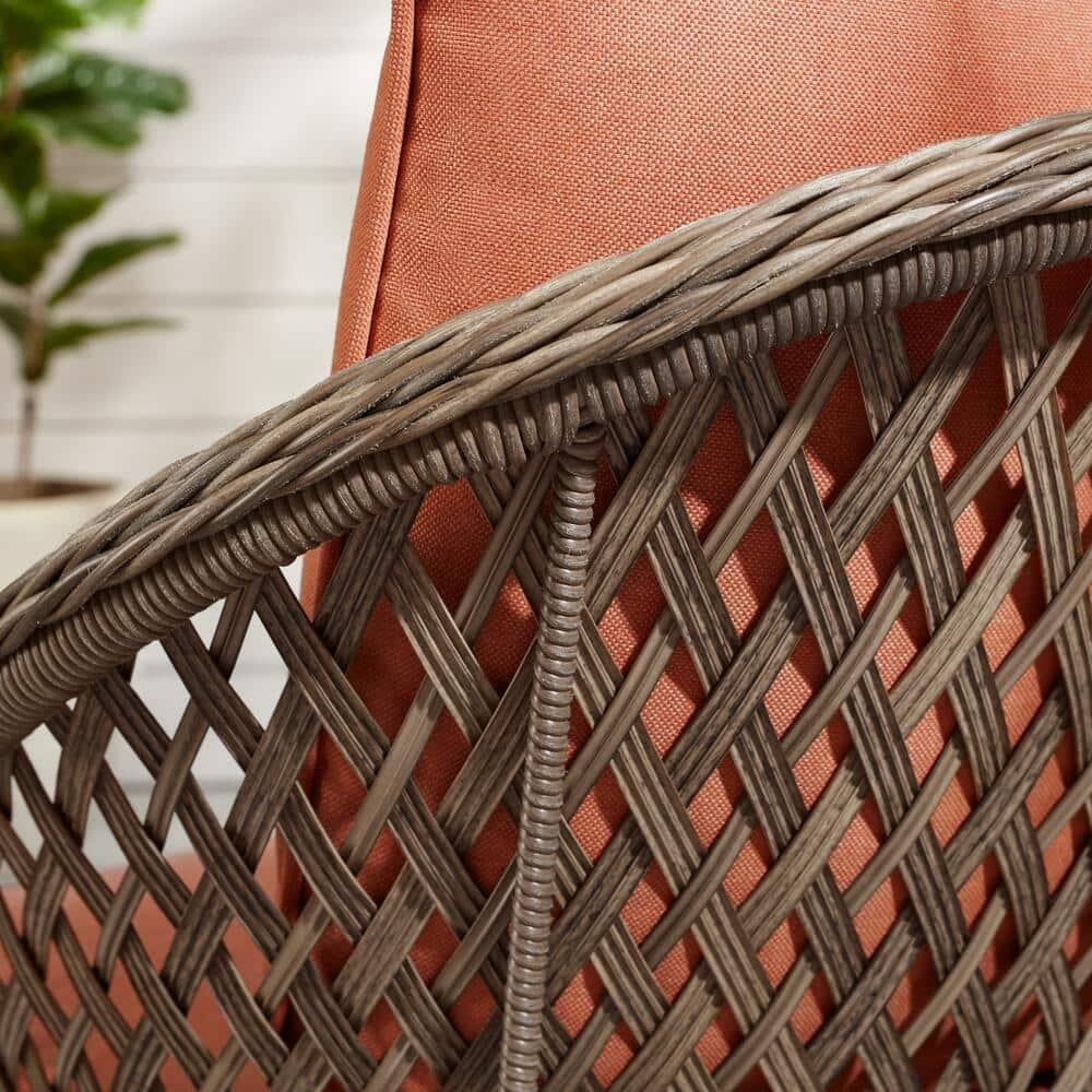 Hampton Bay Valley Spring 5-Piece Wicker Patio Conversation Set with Sienna Cushions 535.0450.000