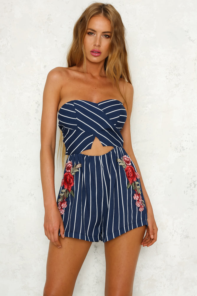 Not Missing You Romper Navy