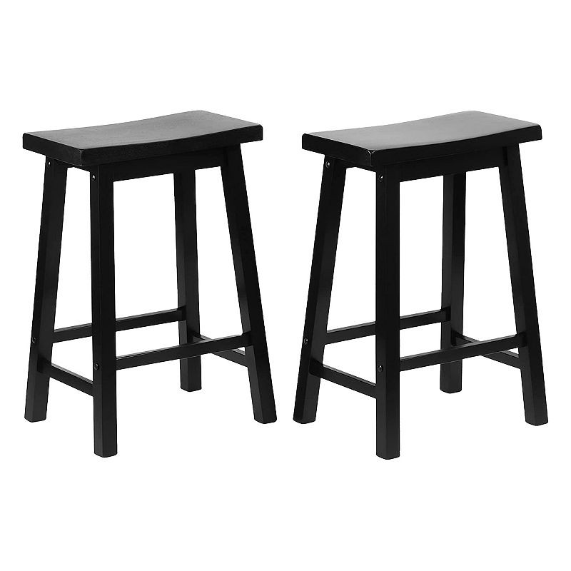 Pj Wood Classic Saddle Seat 24 Tall Kitchen Counter Stools， Black (set Of 4)