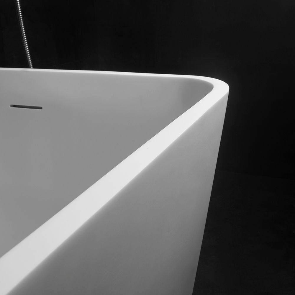 Vanity Art Bretagne 67 in. Solid Surface Resin Stone Matte Flatbottom Freestanding Bathtub in White VA6914-ML