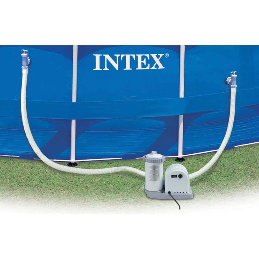 Intex 18 ft. x 48 in. Round Metal Frame Swimming Pool Set with 1500 GFCI Pump, 28251EH 28253EH + 29000E-6pk