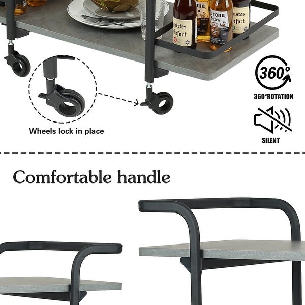 2 Tier bar cart With black wheels