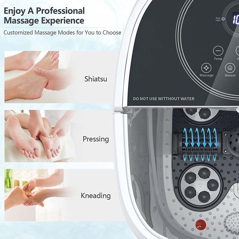 Foot Spa Bath Massager Pedicure Spa Tub with Heat, 2 Rollers, 4 Shiatsu Massagers, Temperature Control, Timer, 3-Angle Shower