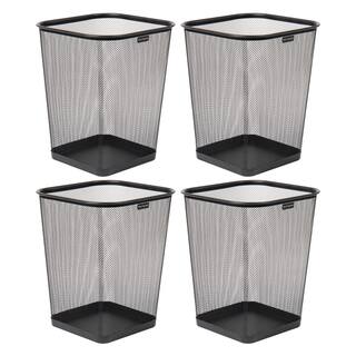 Mind Reader Network Collection 5 Gal. Capacity Black Trash Can Reinforced Solid Rim and Base Metal Mesh (Set of 4) 4SQUAGA-BLK