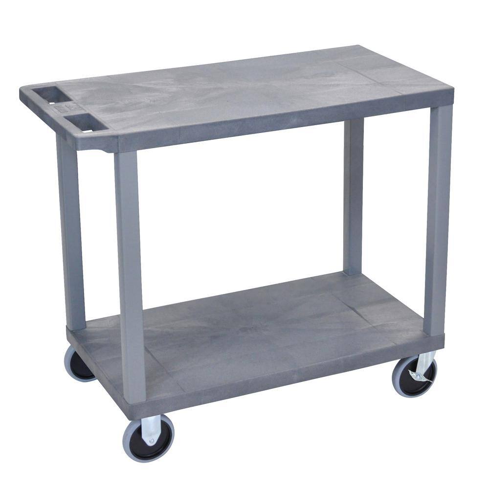 Luxor EC 32 in. 2-Shelf Utility Cart with 5 in. Casters in Gray EC22HD-G