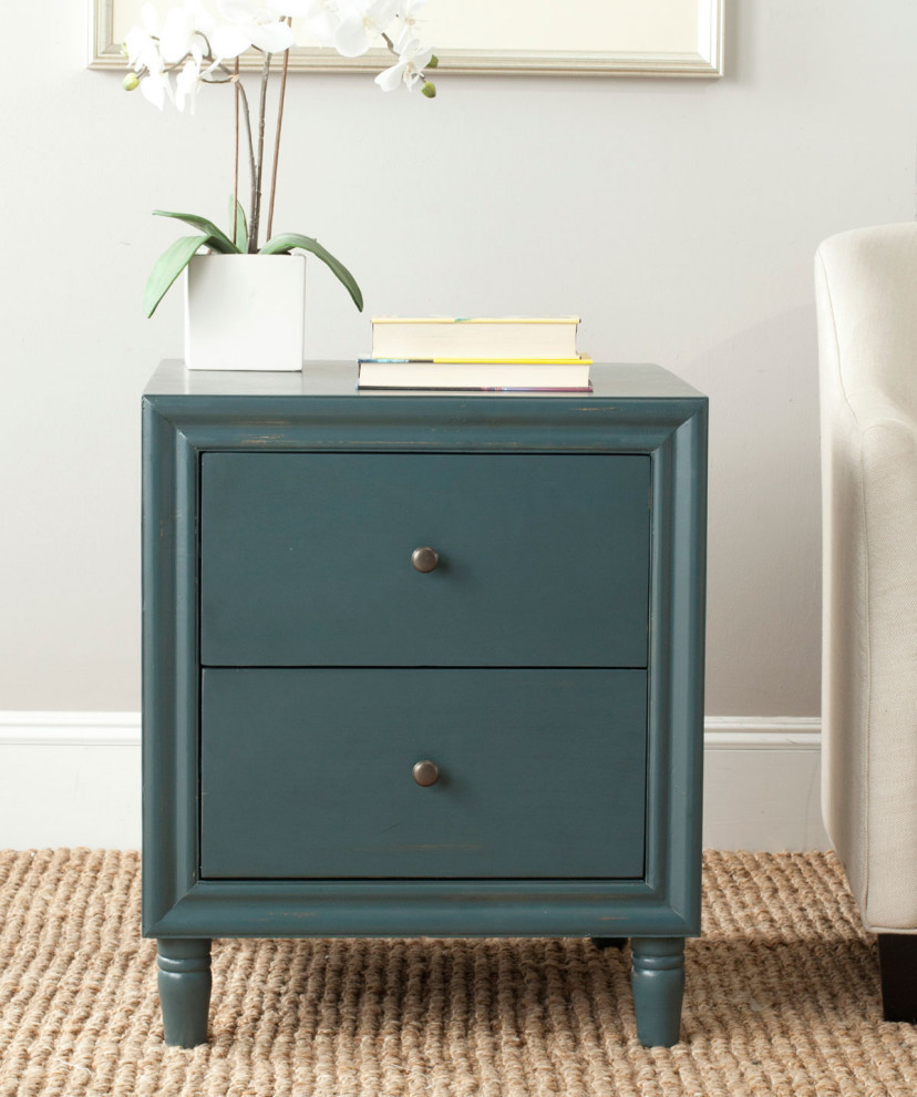 Rashid Accent Stand With Storage Drawers  Dark Teal   Traditional   Side Tables And End Tables   by Rustic Home Furniture Deco  Houzz