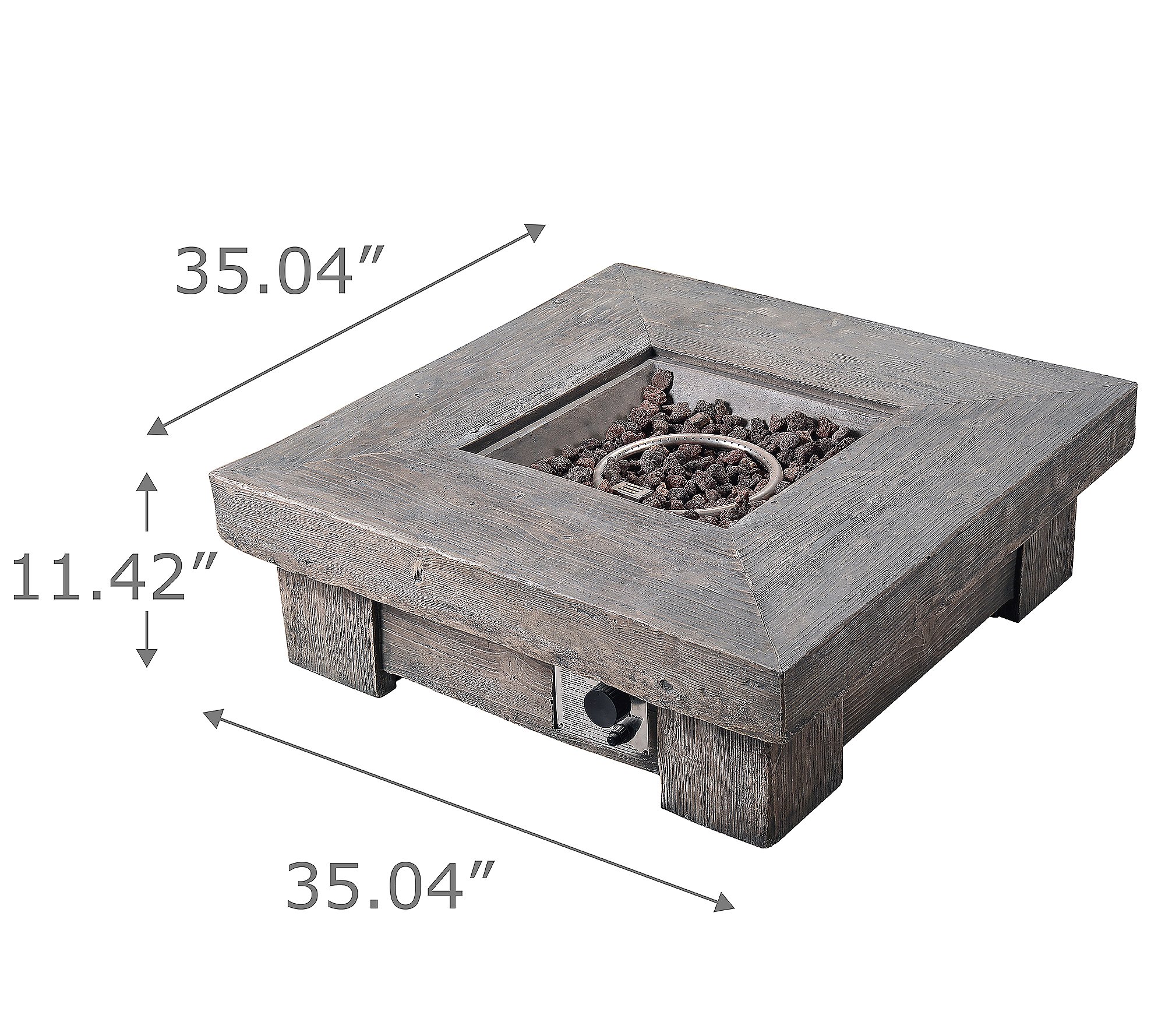 Teamson Home 35 Square Retro Wood Gas Fire Pit