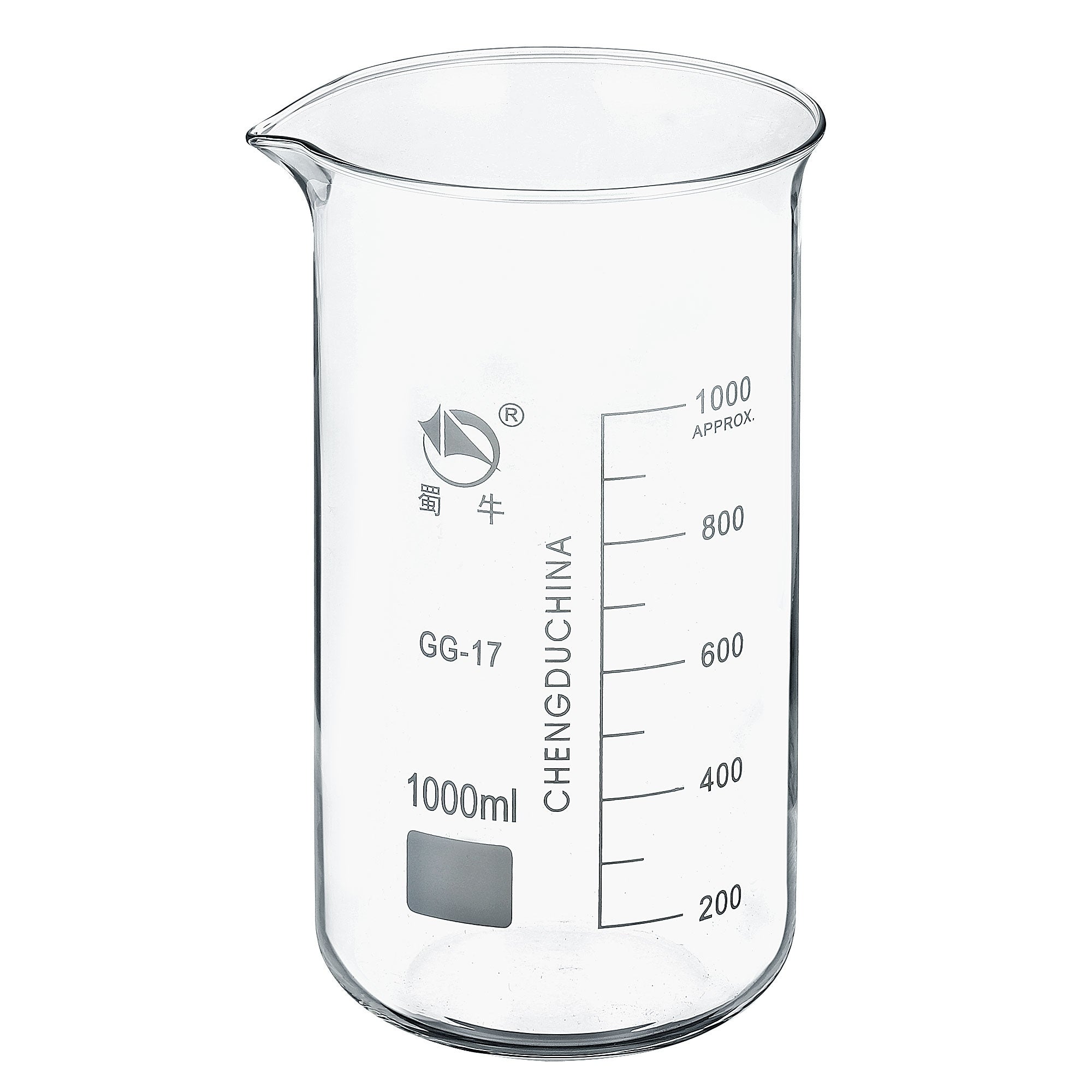 1000ml Tall Form Glass Beaker， 3.3 Borosilicate Lab Measuring Cups - Clear