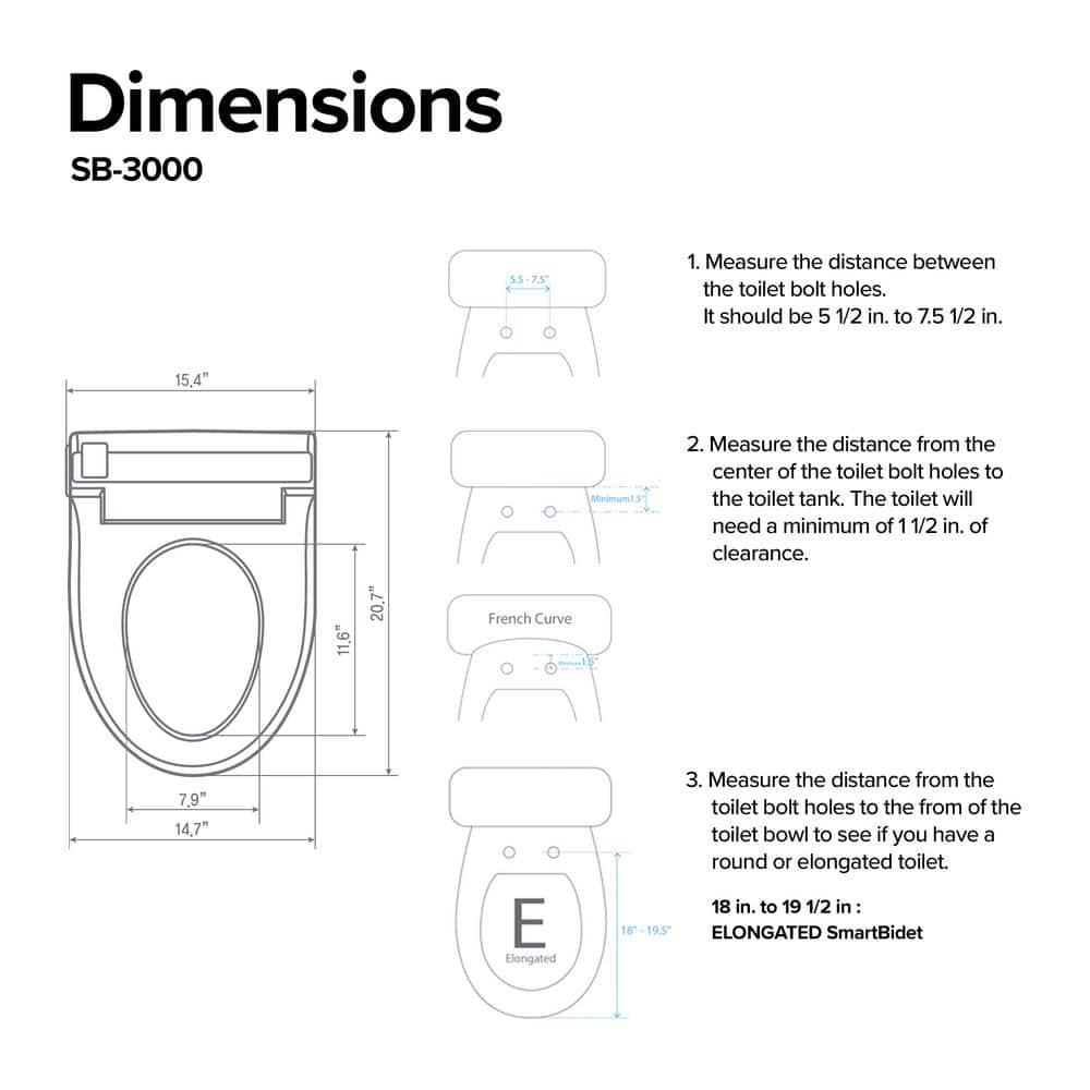 SmartBidet Electric Bidet Seat for Elongated Toilets with Remote Control in White