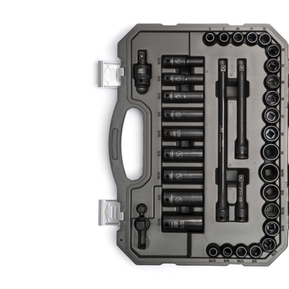 GEARWRENCH Socket Set 3/8 Drive 6 Point Standard and Deep Impact SAE/Metric 49pc