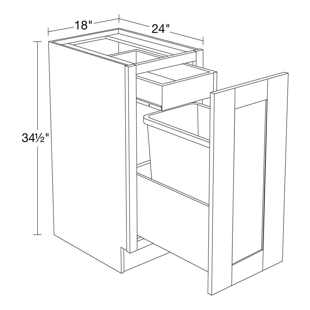 Home Decorators Collection Washington 18 in. W x 24 in. D x 34.5 in. H Blue Thermofoil Plywood Shaker Stock Assembled Trash Can Kitchen Cabinet B1DWB18-WVB