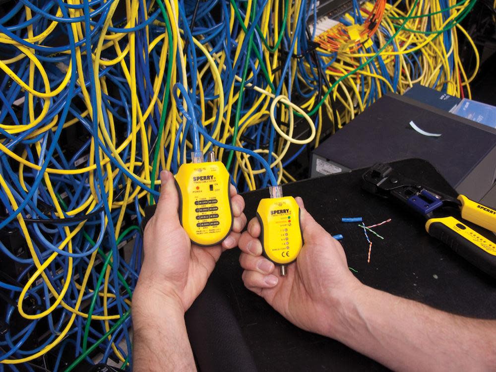 Sperry Instruments TT64202 Cable Test Plus， Coax and UTP/STP Cable Tester ; Detects: Shorts / Miss-Wires and Reversals， Wiring Reference Chart Included， 2 Pc. Kit， Yellow and Black ;