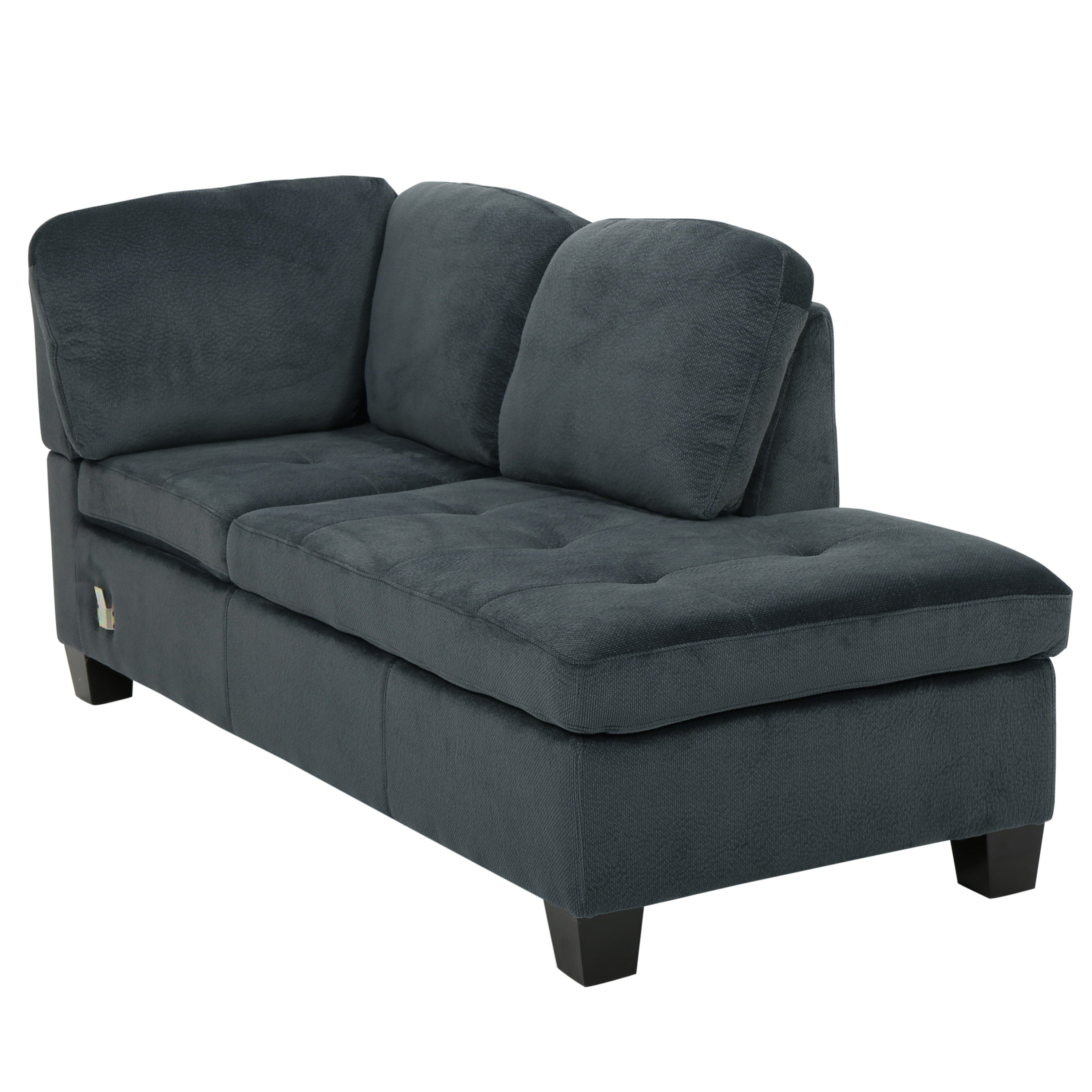 GDF Studio Canterbury 3-Pc Sectional Sofa Set, Charcoal Finish