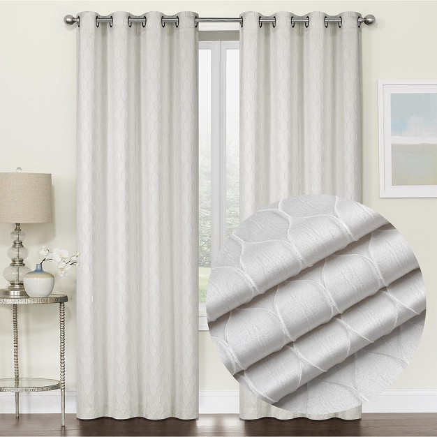 Kate Aurora 2 Piece Modern Lattice Semi Sheer Window Curtain Panels