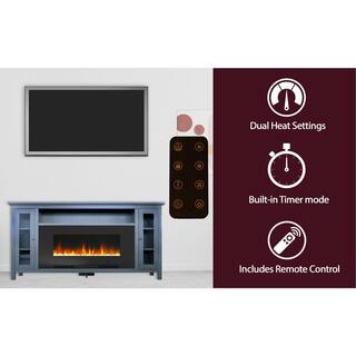 Cambridge Somerset 70 in. Electric Fireplace with Crystal Rock Display in Blue CAM6938-1SBL