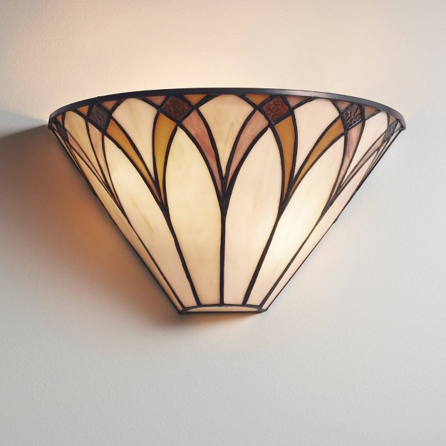 Fixture Amber Yellow Stained Art Glass Shade For Bedroom Bathroom Hallway