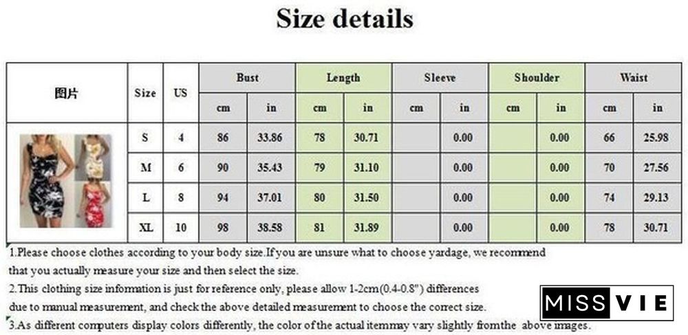 Women's Fashion Summer Sleeveless Floral Print Backless Dress Bodycon Dress