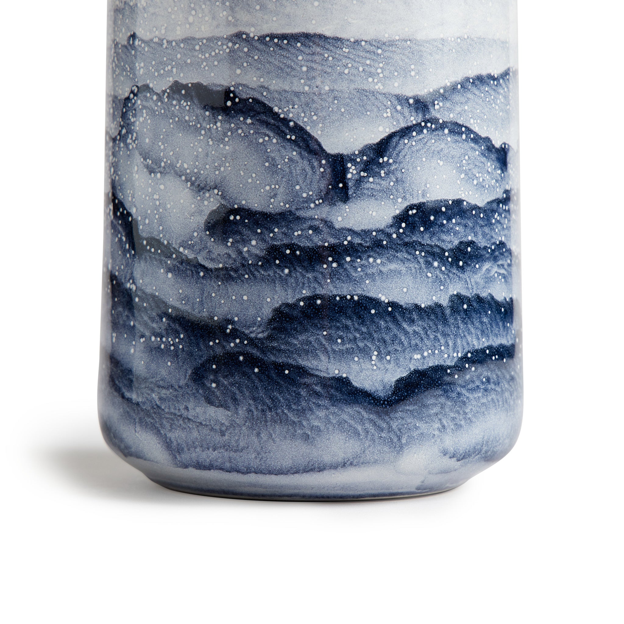 Tall Vase in Midnight and Opaque White Watercolor – Striking and Sophisticated