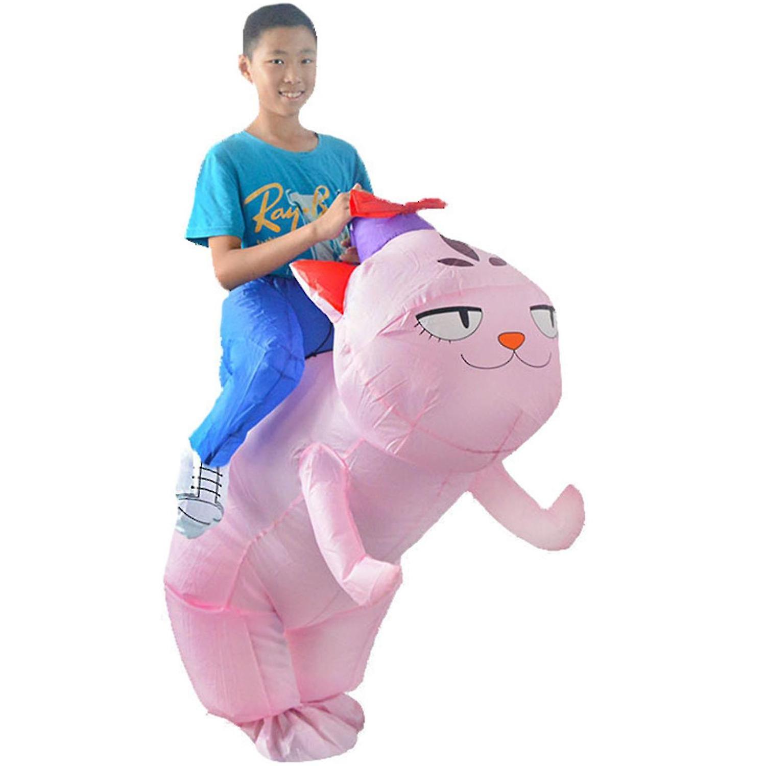 Adult Inflatable Cat Costume Ride on Cat Fan Operated Blow-Up Suits Halloween Animal Lovely Cosplay