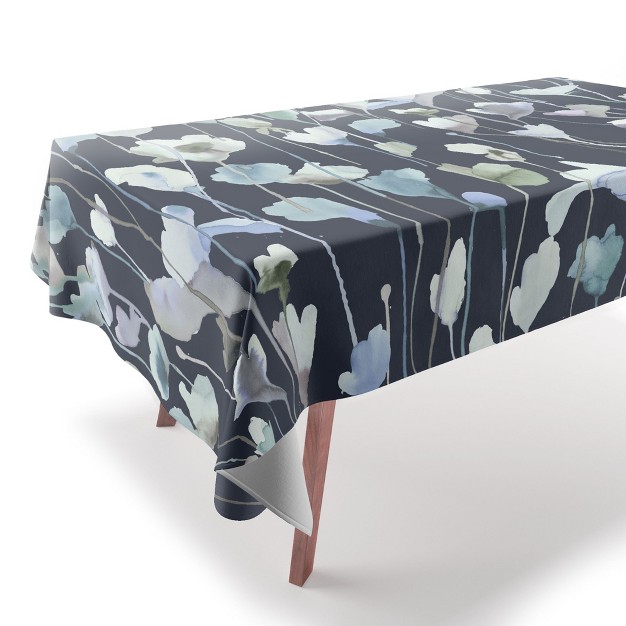 Ninola Design Watery Abstract Flowers Navy Tablecloth Deny Designs