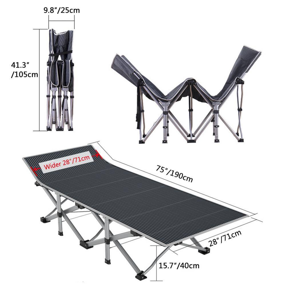 BOZTIY Folding Camping Cot Heavy-Duty Sleeping Cots with Carry Bag Double Layer Oxford Portable Travel Camp Cots K16ZDC-27WRED@3