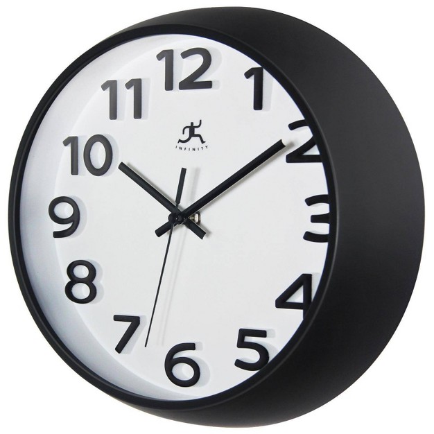 Raised Numeral Wall Clock Black Infinity Instruments