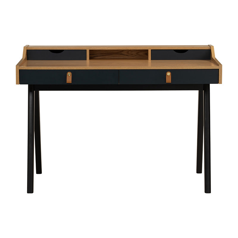 CASTOR Study Desk 110cm - Natural, Navy Blue & Black