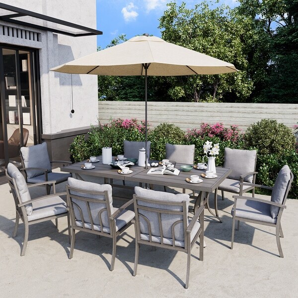 35.5'' W Outdoor Aluminum Dining Table with Umbrella Hole