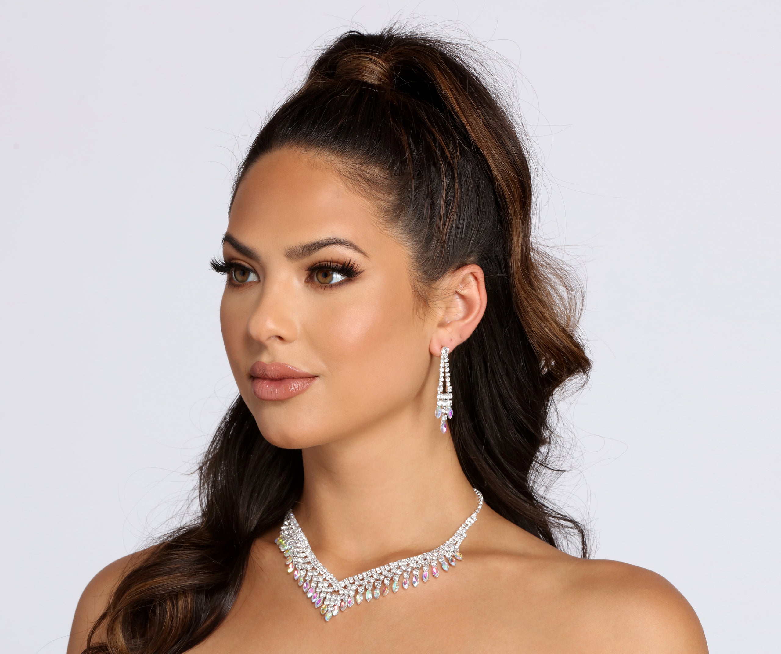 Marquise Rhinestone Necklace Set