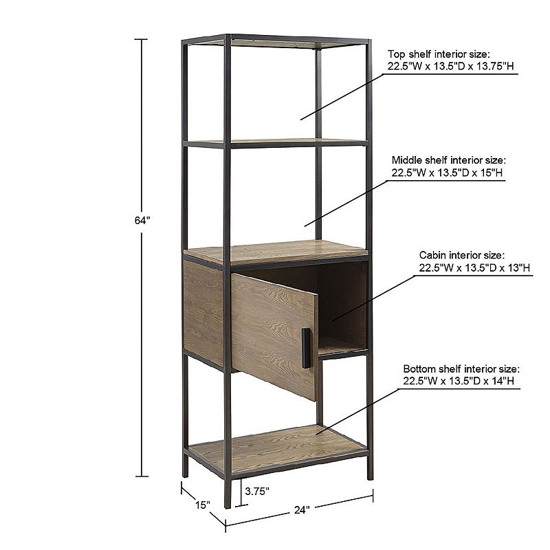 Madison Park Pagosa 3-Shelf Bookcase and Lower Storage Cabinet Set