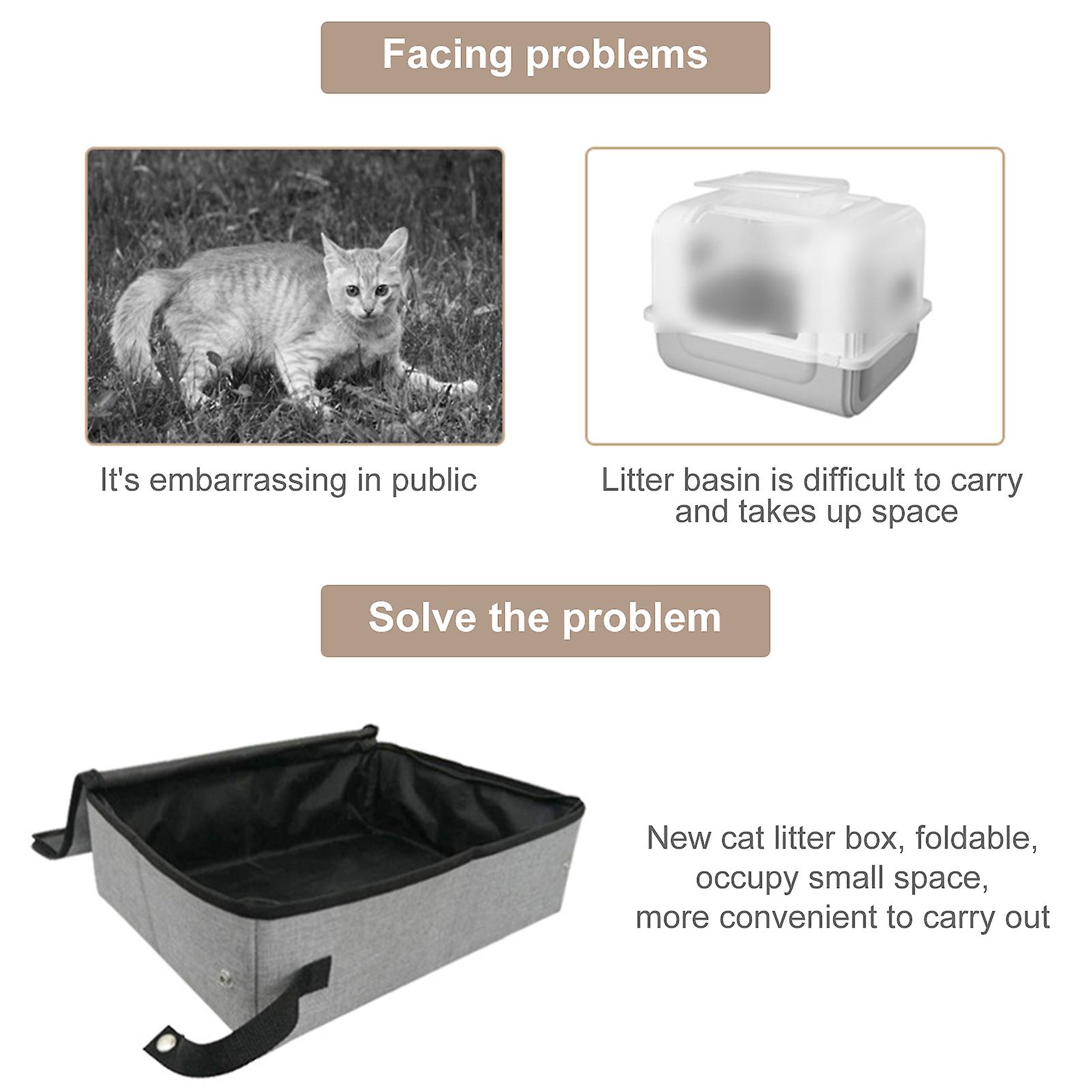 Travel Cat Litter Box Portable Cat Litter Box With Lid Collapsible Waterproof For Outdoor Travel  S